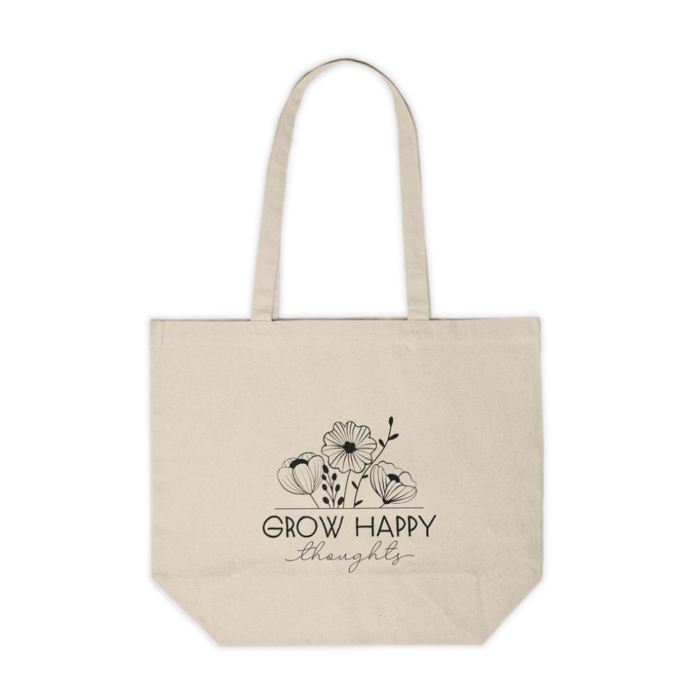 Grow Happy Thoughts Custom Canvas Tote Bag